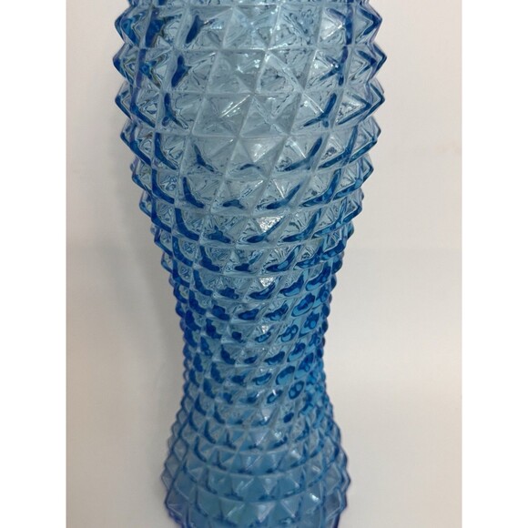 Vtg 16" Blue Empoli Genie Bottle Diamond Point Italian Art Glass No Stopper - Picture 3 of 8